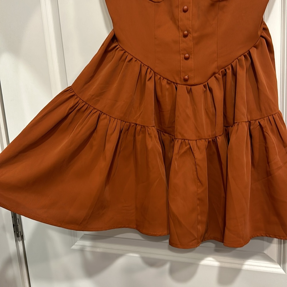 NWT Cider burnt orange mini dress - Picture 3 of 5